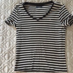 Tommy Hilfiger Women's Black and White Striped Top